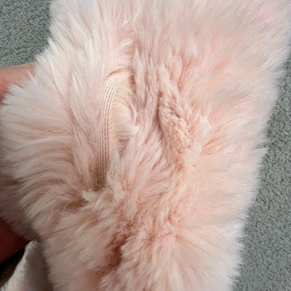 Cashmere Pink 100%‎ Virgin Wool Plush Faux Fur Scarf 34x5 Sky Elegant Luxury